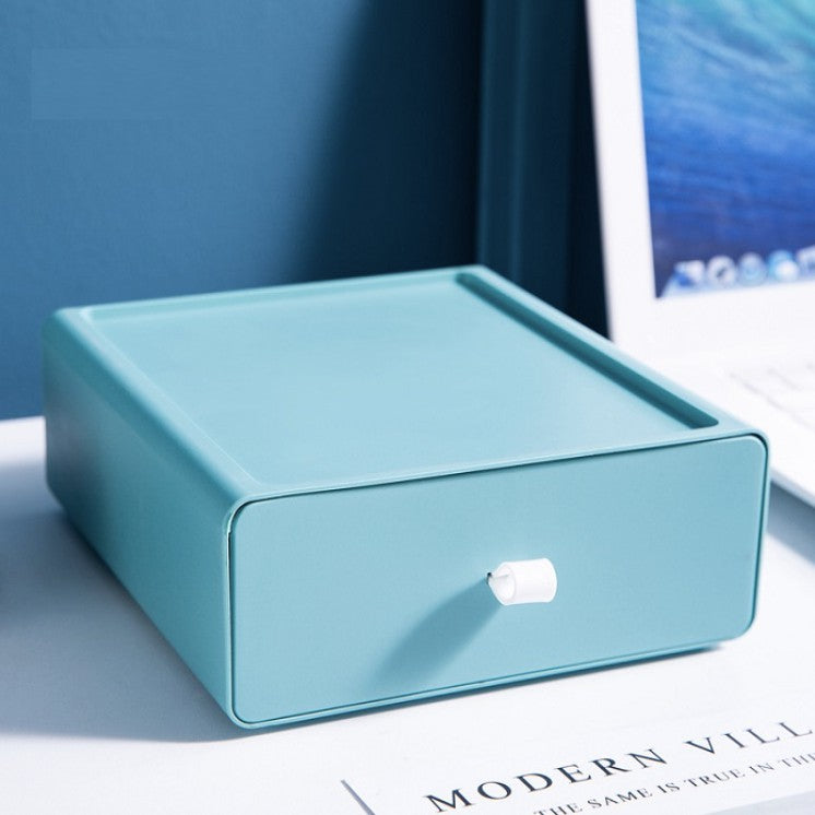 Colorful Stackable Drawers | Small Plastic Desktop Storage Box With Handle Makeups, Bathroom, Dorm, Desk, Vanity - Boo & Bub