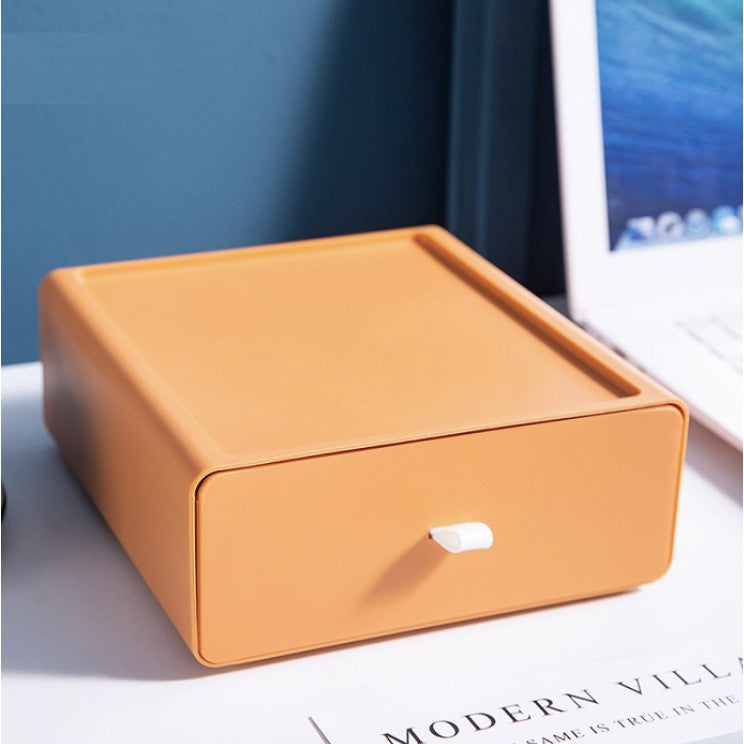 Colorful Stackable Drawers | Small Plastic Desktop Storage Box With Handle Makeups, Bathroom, Dorm, Desk, Vanity - Boo & Bub