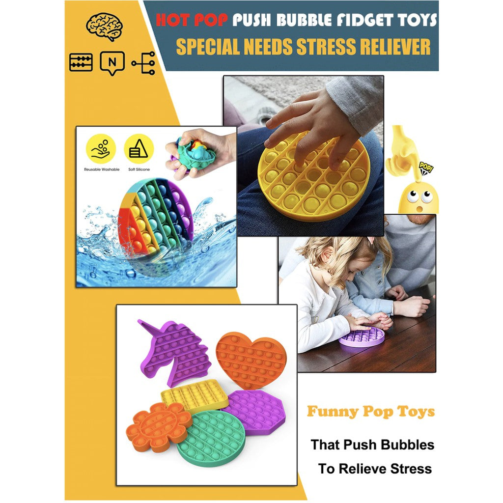Tiktok Push Pop Bubble Fidget Sensory Toy | Stress Relief Toys Baby Viral Pop It Fidget Early Learning Educational - Boo & Bub