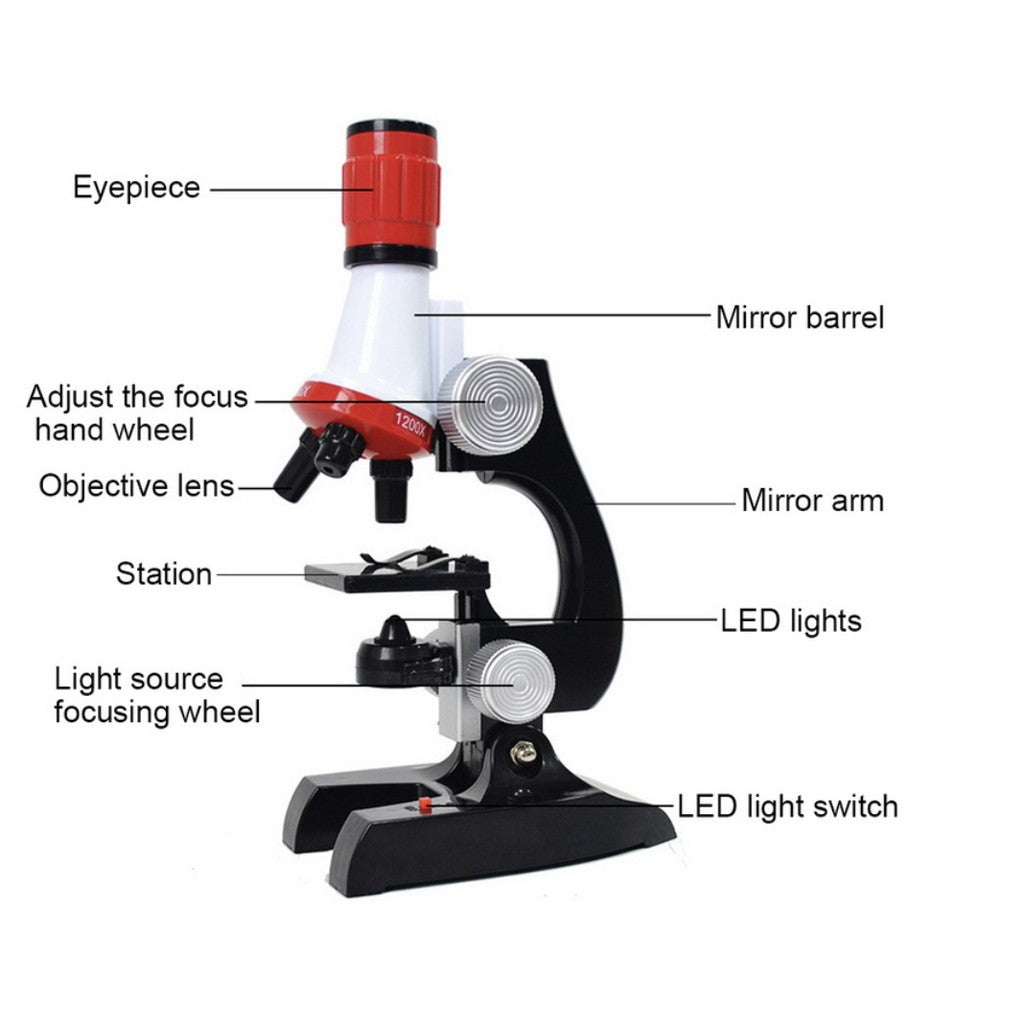 Kids Microscope Kit Lab LED 100X-400X-1200X | Home School Educational Toy Gift Science Biological for Children - Boo & Bub