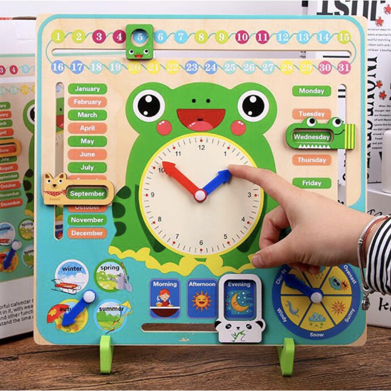 Wooden Calendar Clock Set | Children Time Cognitive Toys Kids Early Learning Educational Montessori - Boo & Bub