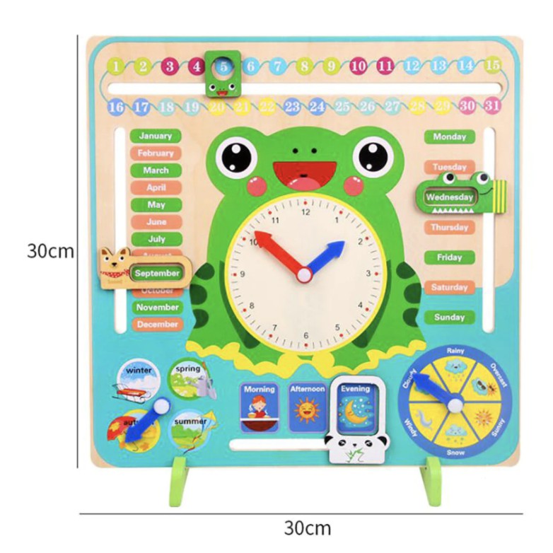 Wooden Calendar Clock Set | Children Time Cognitive Toys Kids Early Learning Educational Montessori - Boo & Bub