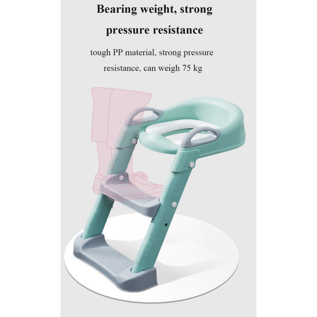 Kids Foldable Soft-Padded Cushion Toilet Training Seat With Anti-Slip Step Ladder | Potty Urinal stool training - Boo & Bub