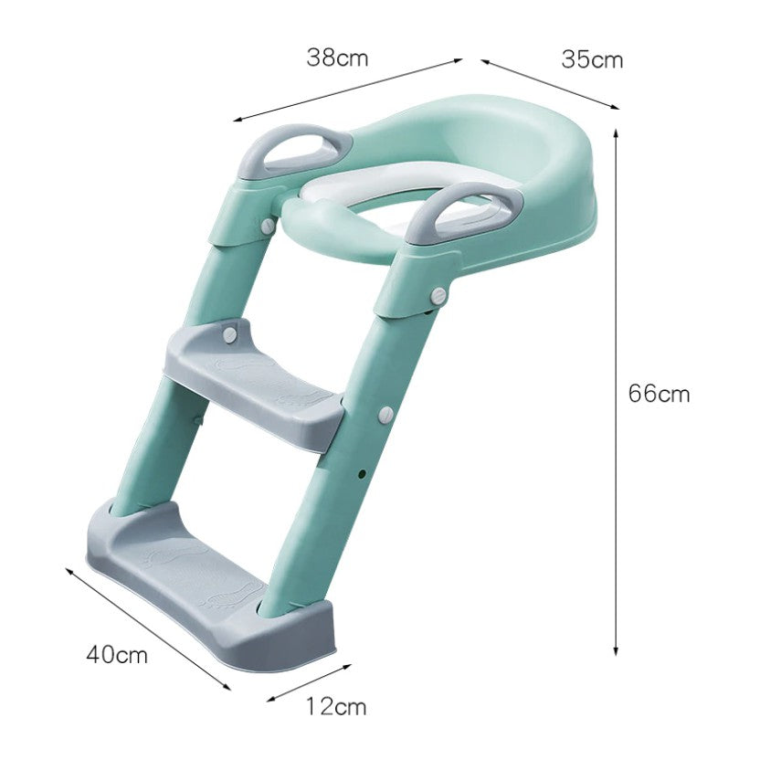 Kids Foldable Soft-Padded Cushion Toilet Training Seat With Anti-Slip Step Ladder | Potty Urinal stool training - Boo & Bub