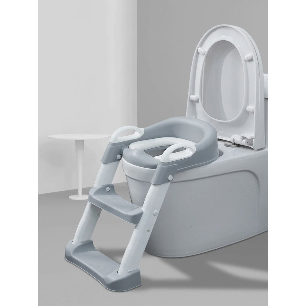 Kids Foldable Soft-Padded Cushion Toilet Training Seat With Anti-Slip Step Ladder | Potty Urinal stool training - Boo & Bub