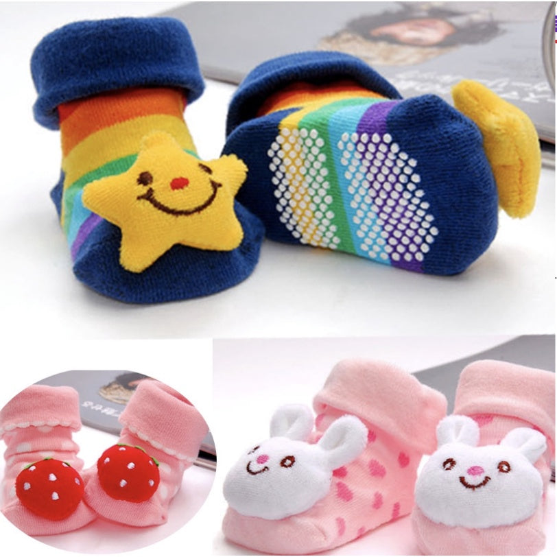 Newborn Baby Anti Slip Cotton Socks | Cartoon 3D Doll With Non-Slip Bottom sock - Boo & Bub