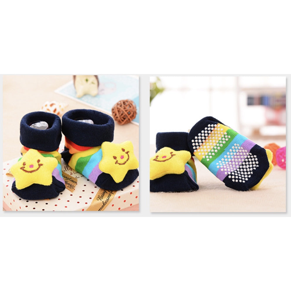 Newborn Baby Anti Slip Cotton Socks | Cartoon 3D Doll With Non-Slip Bottom sock - Boo & Bub