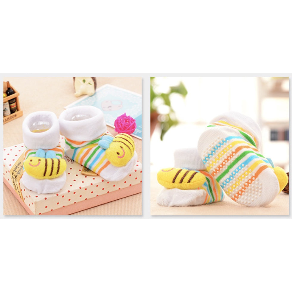 Newborn Baby Anti Slip Cotton Socks | Cartoon 3D Doll With Non-Slip Bottom sock - Boo & Bub