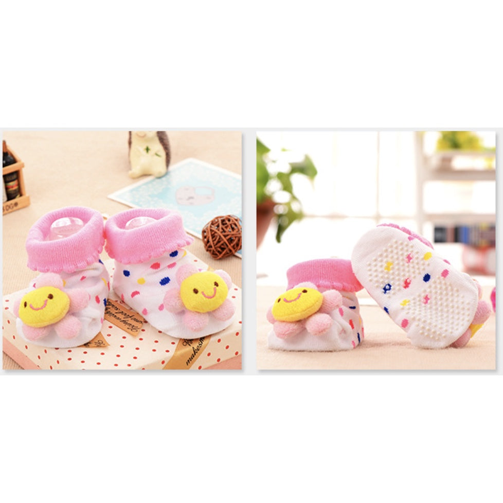 Newborn Baby Anti Slip Cotton Socks | Cartoon 3D Doll With Non-Slip Bottom sock - Boo & Bub