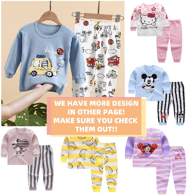 Kids Pyjamas Set | Cartoon Cute Children Sleepwear | Cotton Soft Baby Nightwear Clothes Pajamas | Baju Tidur Budak - Boo & Bub