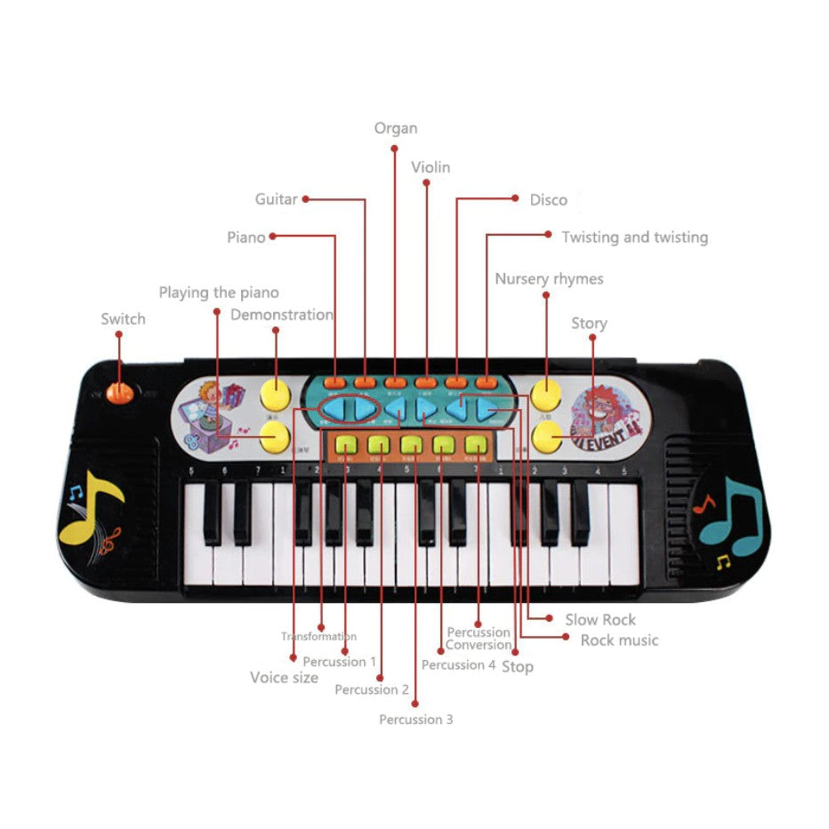 Kids Simulation Electronic Piano Music Toys | 25 keys Beginner Learning Education Classical Musical Instrument - Boo & Bub