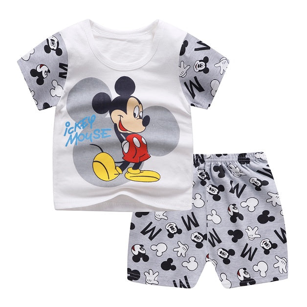 Kids Short Sleeve T-Shirt Shorts Set | Baju Budak Fashion | Boys Girls Children Clothing Summer Wear - Boo & Bub