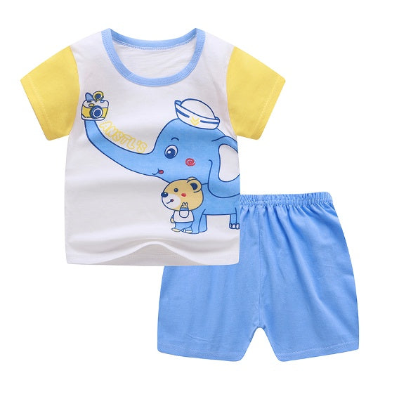 Kids Short Sleeve T-Shirt Shorts Set | Baju Budak Fashion | Boys Girls Children Clothing Summer Wear - Boo & Bub