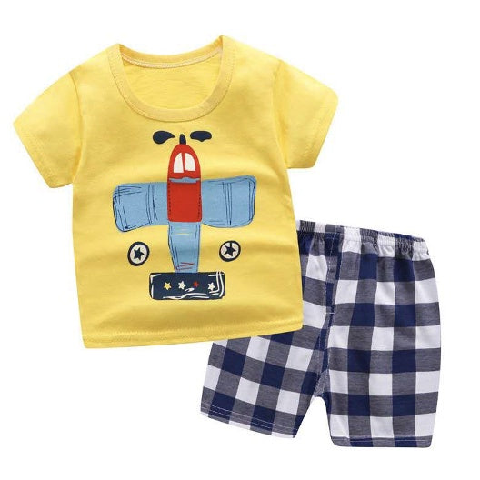 Kids Short Sleeve T-Shirt Shorts Set | Baju Budak Fashion | Boys Girls Children Clothing Summer Wear - Boo & Bub