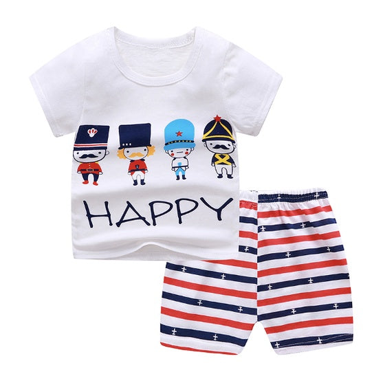 Kids Short Sleeve T-Shirt Shorts Set | Baju Budak Fashion | Boys Girls Children Clothing Summer Wear - Boo & Bub