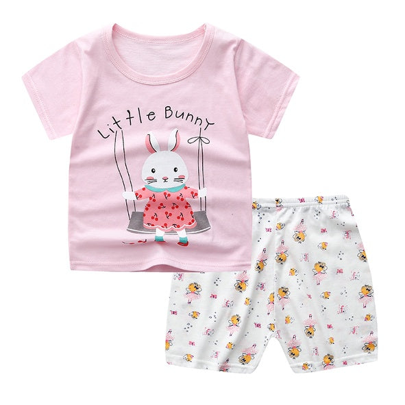 Kids Short Sleeve T-Shirt Shorts Set | Baju Budak Fashion | Boys Girls Children Clothing Summer Wear - Boo & Bub