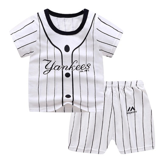 2PCS Kids Short Sleeve T-Shirt Shorts Set | Baju Budak Fashion | Boys Girls Children Clothing Summer Wear - Boo & Bub