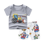 2PCS Kids Short Sleeve T-Shirt Shorts Set | Baju Budak Fashion | Boys Girls Children Clothing Summer Wear - Boo & Bub