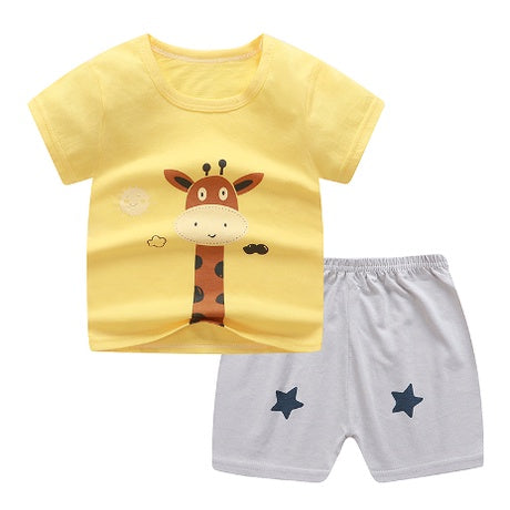 2PCS Kids Short Sleeve T-Shirt Shorts Set | Baju Budak Fashion | Boys Girls Children Clothing Summer Wear - Boo & Bub