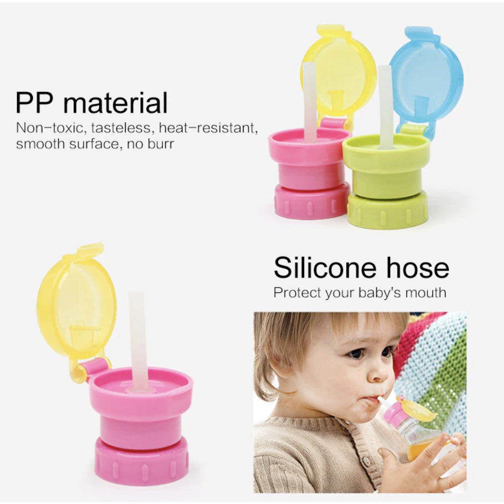 Portable Spill Proof Straw Cap | Juice Soda Water Bottle Twist Cover for toddler Kids kid Baby - Boo & Bub