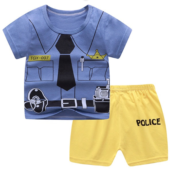 2PCS Kids Short Sleeve T-Shirt Shorts Set | Baju Budak Fashion | Boys Girls Children Clothing Summer Wear - Boo & Bub