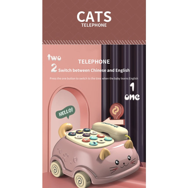 Children's Cat Telephone Toy | Baby Bilingual Early Learning Simulation Mobile Phone Educational Toys - Boo & Bub