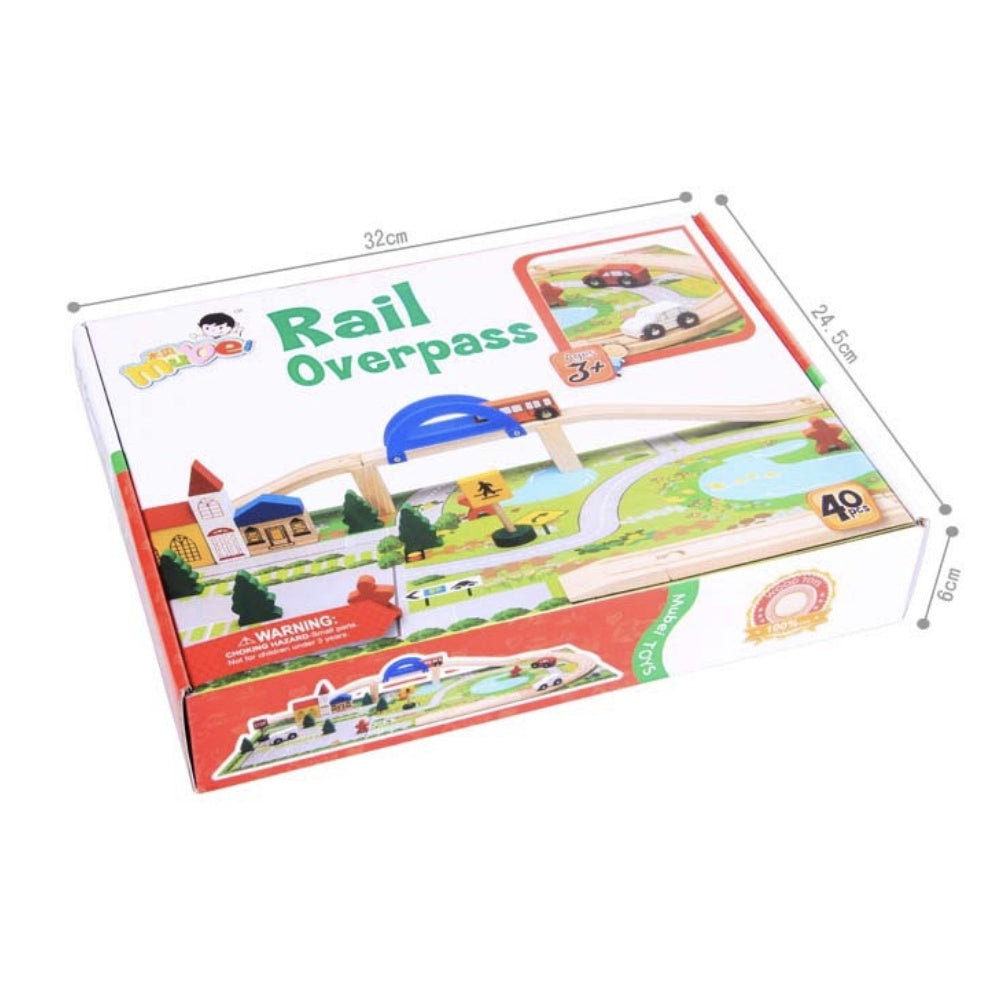 40pcs Wooden Railway Car | Early Educational Learning Puzzle Train Building Blocks Track Kids Toy - Boo & Bub