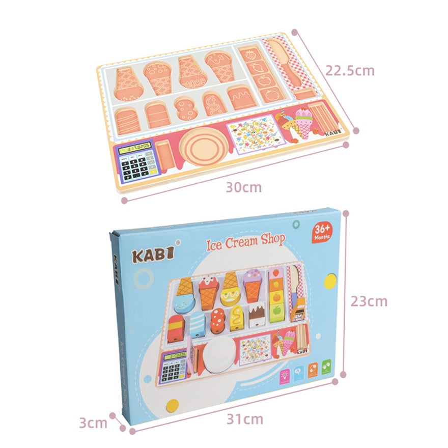 Wooden Pretend Play Board Set | Toy Ice Cream Kitchen BBQ Fruit Shop store Early Education Learning Montessori - Boo & Bub