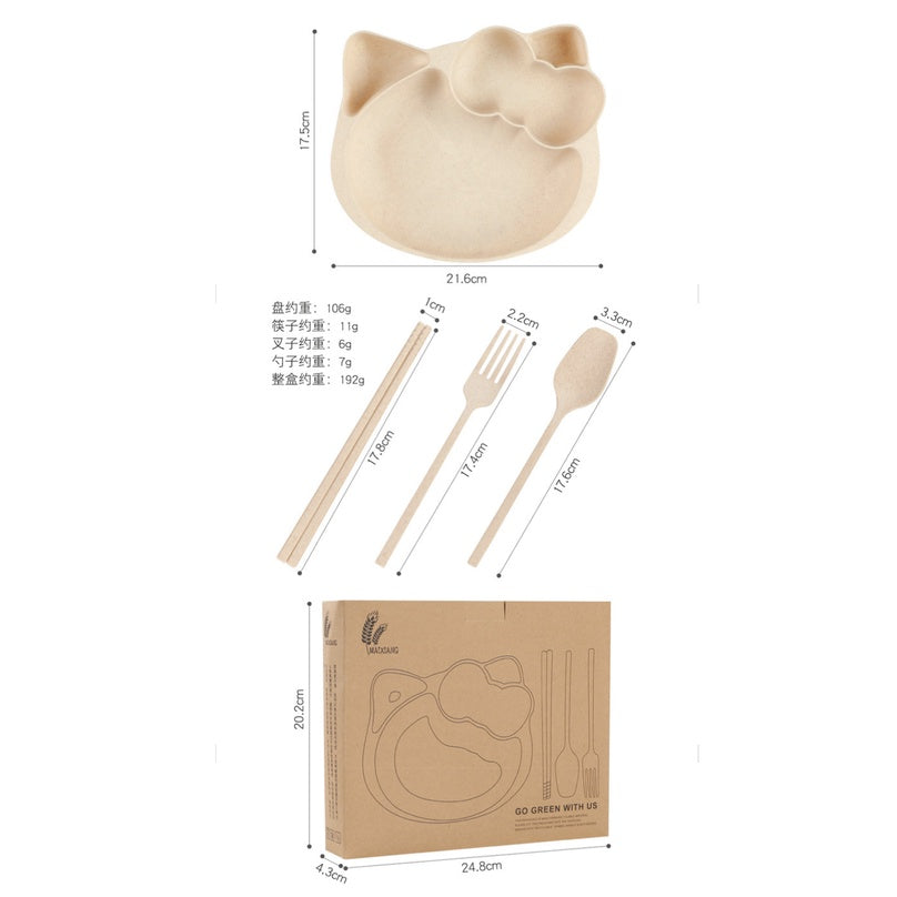 Kid Wheat Straw Tableware | Dish Plate Set Mickey Hello Kitty Car Bamboo Eco Wheat Training Bowl Tableware - Boo & Bub