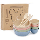 Kid Wheat Straw Tableware | Dish Plate Set Mickey Hello Kitty Car Bamboo Eco Wheat Training Bowl Tableware - Boo & Bub