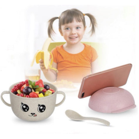 Baby Feeding Bowl Spoon | Anti-hot Wheat bamboo Tableware Kids Children Eating Dinnerware Set Plate Training - Boo & Bub