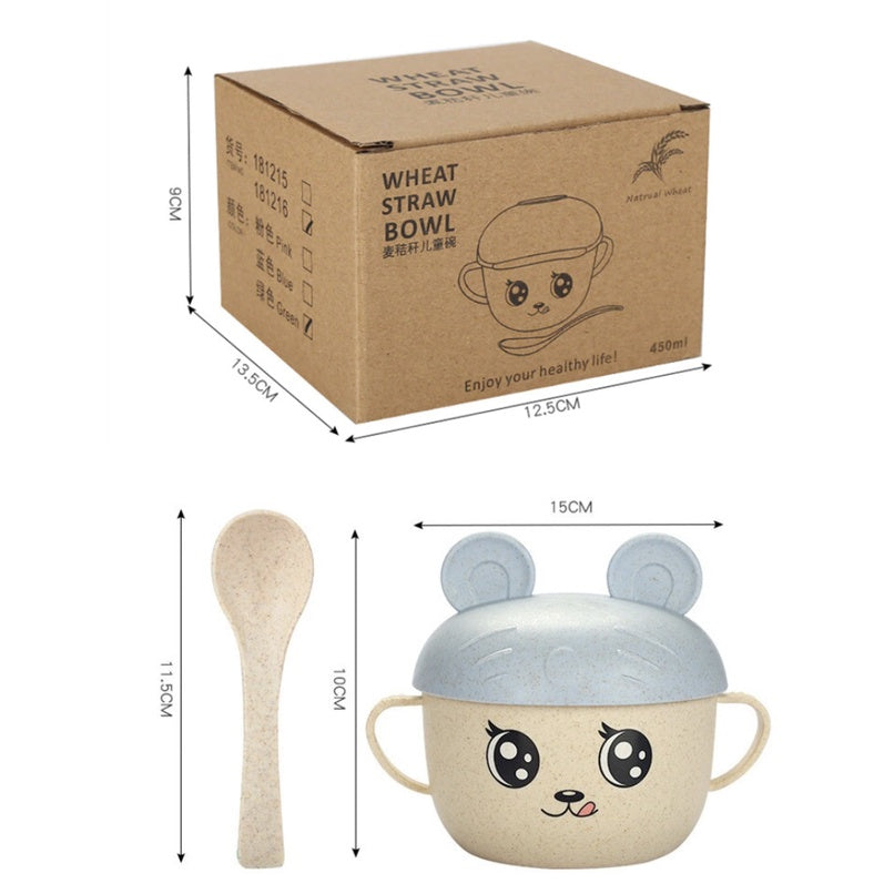 Baby Feeding Bowl Spoon | Anti-hot Wheat bamboo Tableware Kids Children Eating Dinnerware Set Plate Training - Boo & Bub