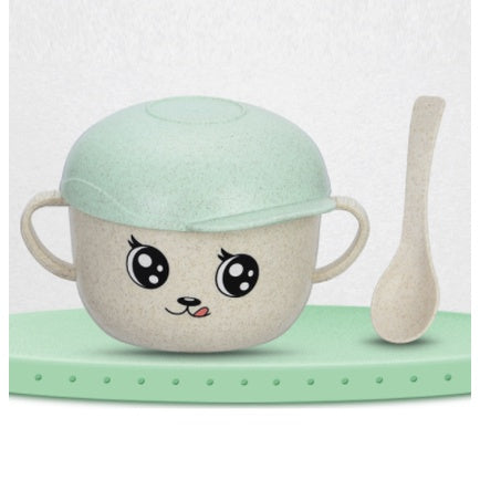 Baby Feeding Bowl Spoon | Anti-hot Wheat bamboo Tableware Kids Children Eating Dinnerware Set Plate Training - Boo & Bub