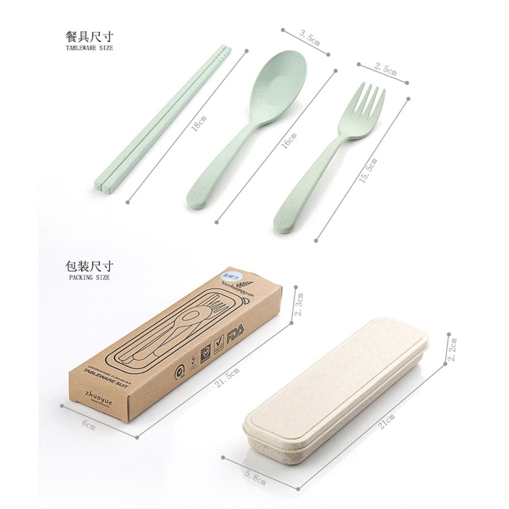 Wheat Cutlery | Bamboo Tableware For Children Travel Cutlery Chopsticks Spoon Kit Gift Dinnerware Set - Boo & Bub