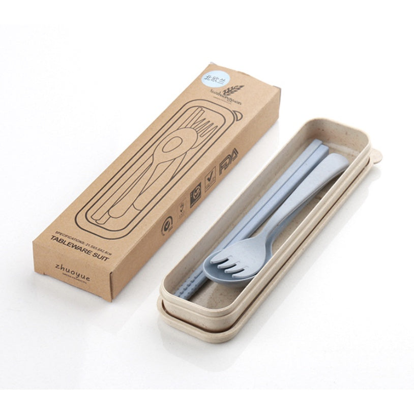 Wheat Cutlery | Bamboo Tableware For Children Travel Cutlery Chopsticks Spoon Kit Gift Dinnerware Set - Boo & Bub