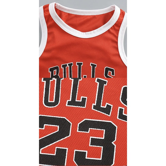 2PCS Kids Sleeveless Basketball Vest Set | Tracksuits T Shirt+Shorts Lakers Bull Sport Jersey - Boo & Bub