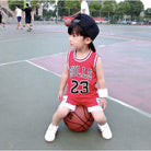 2PCS Kids Sleeveless Basketball Vest Set | Tracksuits T Shirt+Shorts Lakers Bull Sport Jersey - Boo & Bub