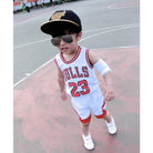 2PCS Kids Sleeveless Basketball Vest Set | Tracksuits T Shirt+Shorts Lakers Bull Sport Jersey - Boo & Bub