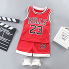 2PCS Kids Sleeveless Basketball Vest Set | Tracksuits T Shirt+Shorts Lakers Bull Sport Jersey - Boo & Bub