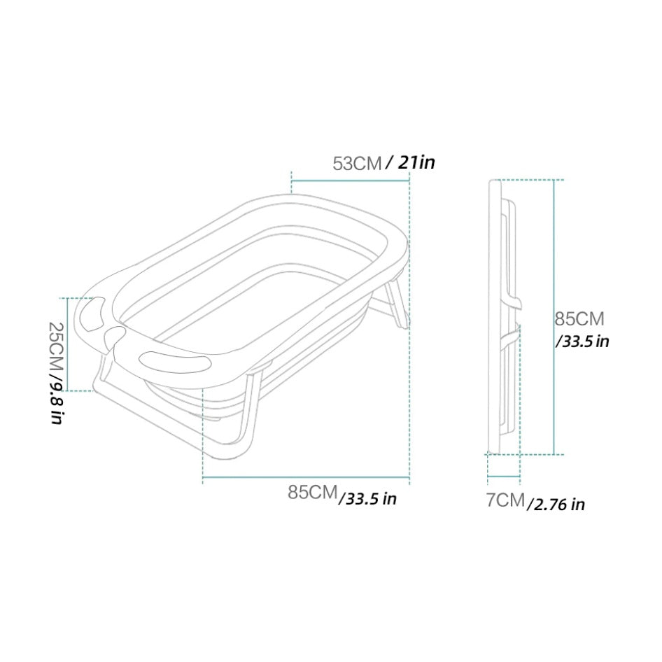 Baby Foldable Bath Tub | Non-Slip Thermometer Bathtub Baby Swim Tubs Bath Body Wash Portable Safe Kid - Boo & Bub