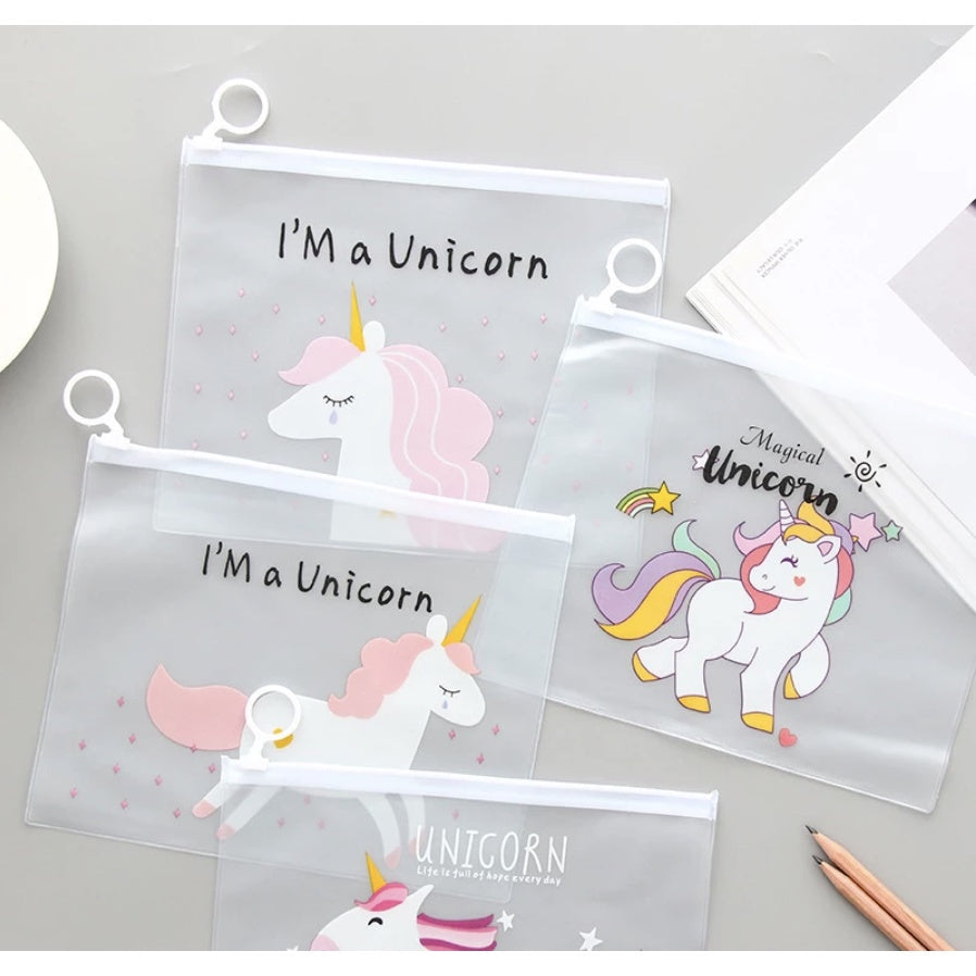 Unicorn Side Pull Pencil Case | Cosmetic Pouch Beg Tangan Wanita Student Bag Organizer Mask Bag - Boo & Bub