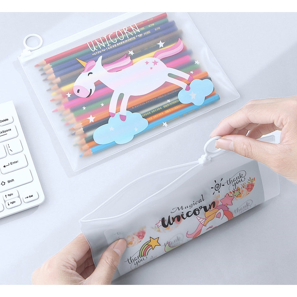 Unicorn Side Pull Pencil Case | Cosmetic Pouch Beg Tangan Wanita Student Bag Organizer Mask Bag - Boo & Bub