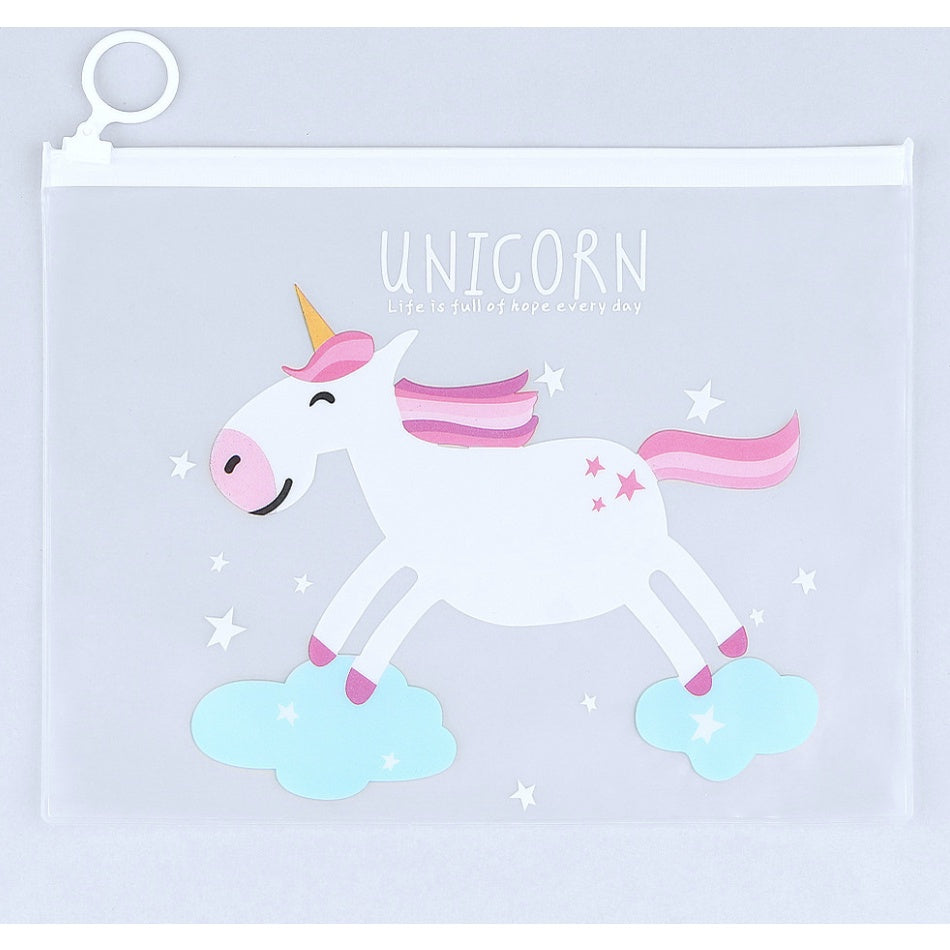 Unicorn Side Pull Pencil Case | Cosmetic Pouch Beg Tangan Wanita Student Bag Organizer Mask Bag - Boo & Bub