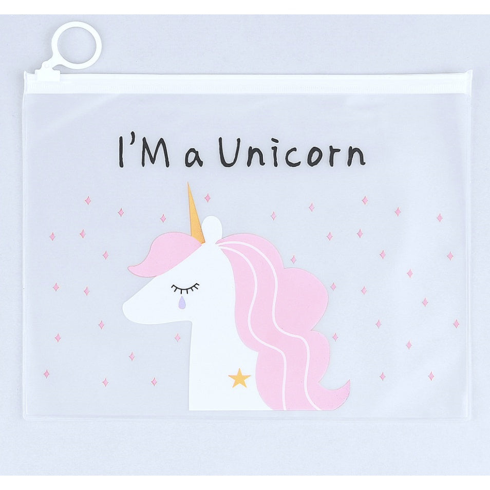 Unicorn Side Pull Pencil Case | Cosmetic Pouch Beg Tangan Wanita Student Bag Organizer Mask Bag - Boo & Bub