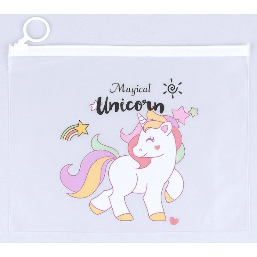 Unicorn Side Pull Pencil Case | Cosmetic Pouch Beg Tangan Wanita Student Bag Organizer Mask Bag - Boo & Bub