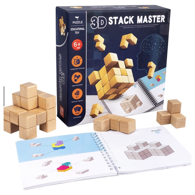 Wooden 3D Tetris Building Cube Puzzle | Soma cube Luban lock Blocks Toy Montessori Educational Creativity Kids - Boo & Bub