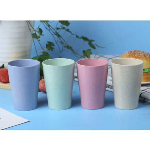4PCS Wheat Straw Water Cup | Eco Friendly Coffee Plastic Cup Drinking Glass Kids Cups Reusable Bright cawan - Boo & Bub