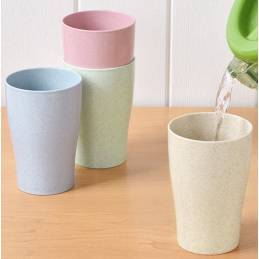 4PCS Wheat Straw Water Cup | Eco Friendly Coffee Plastic Cup Drinking Glass Kids Cups Reusable Bright cawan - Boo & Bub