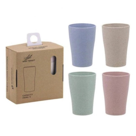 4PCS Wheat Straw Water Cup | Eco Friendly Coffee Plastic Cup Drinking Glass Kids Cups Reusable Bright cawan - Boo & Bub