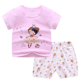 2PCS Kids Short Sleeve T-Shirt Shorts Set | Baju Budak Fashion | Boys Girls Children Clothing Summer Wear - Boo & Bub